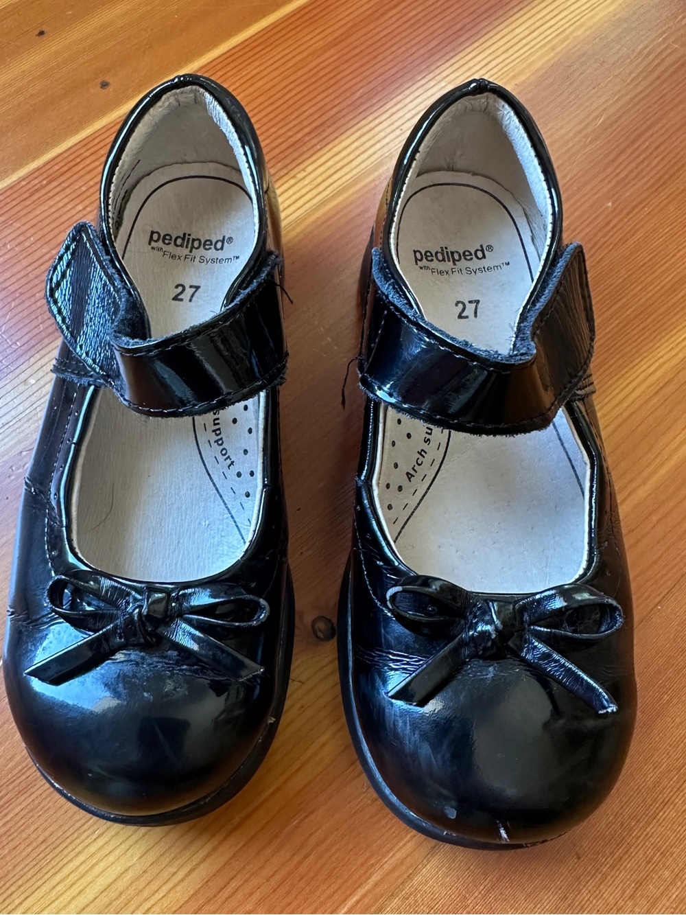 Pediped Little Girl's Flex Isabella Black Patent Mary Jane Flats - 27